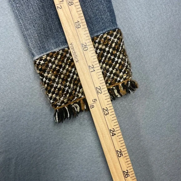 Coldwater Creek Blue Denim Jacket Tweed Fringe Trim Women Size P6 - Picture 8 of 9